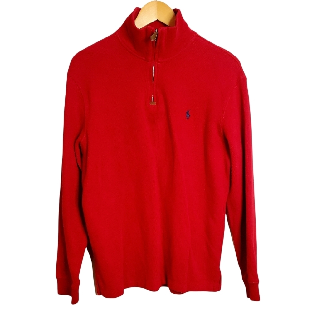 Polo by Ralph Lauren Red Sweater Pullover 1/4 Zip Size Medium